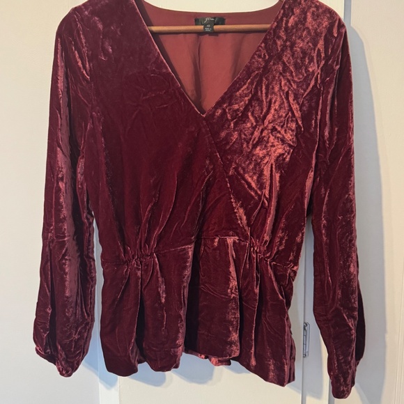 J Crew velvet faux wrap top - Picture 2 of 7